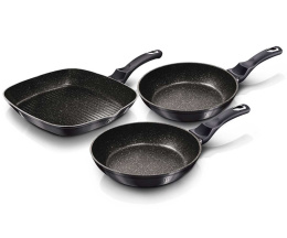 ZESTAW 3 PATELNI GRANITOWYCH BERLINGER HAUS ROSE GOLD LINE BH-6195