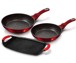 ZESTAW 2 PATELNI GRANITOWYCH BERLINGER HAUS RED METALLIC BH-1612
