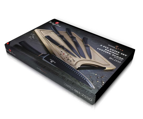 ZESTAW 5 NOŻY KUCHENNYCH Z DESKĄ BERLINGER HAUS BH-2549