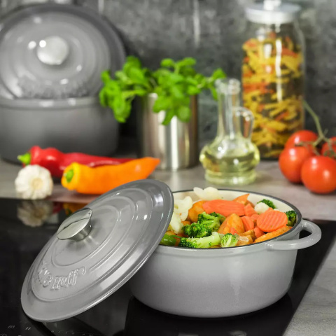 EMALIOWANY GARNEK ŻELIWNY 22cm KINGHOFF KH-1520