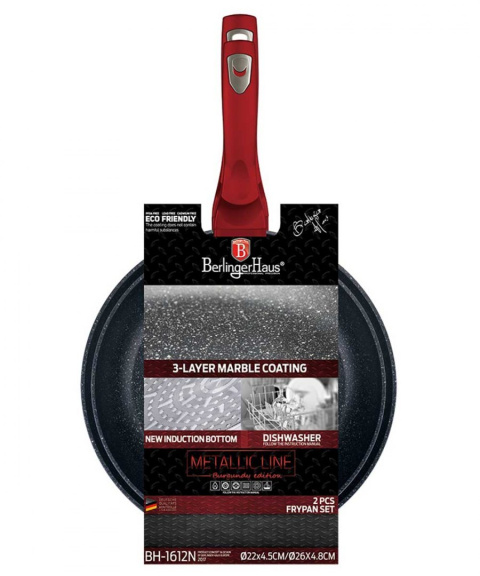 ZESTAW 2 PATELNI GRANITOWYCH BERLINGER HAUS RED METALLIC BH-1612