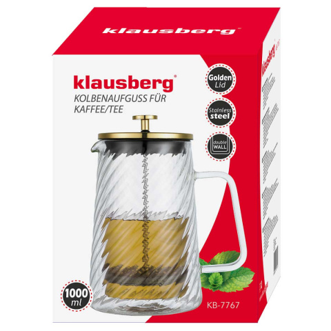 ZAPARZACZ TŁOKOWY DO KAWY/HERBATY TERMICZNY 1000ml KLAUSBERG KB-7767
