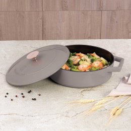 GARNEK ŻELIWNY 26cm PŁASKI BERLINGER HAUS BH-6527 TAUPE