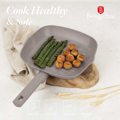 PATELNIA GRILLOWA TYTANOWA 28cm BERLINGER HAUS BH-8096 TAUPE