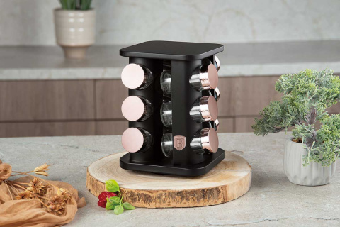STOJAK OBROTOWY NA PRZYPRAWY 12 POJEMNIKÓW BERLINGER HAUS BH-8559 BLACK ROSE