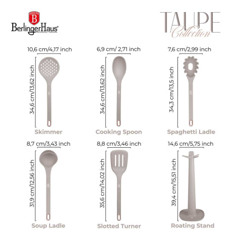 ZESTAW PRZYBORÓW KUCHENNYCH BERLINGER HAUS BH-8618 TAUPE