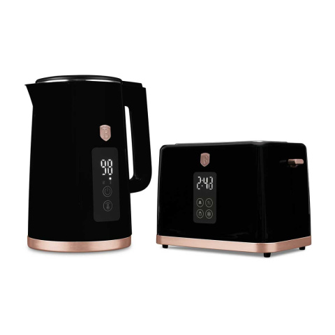 CZAJNIK ELEKTRYCZNY 1,7L + TOSTER CYFROWY BERLINGER HAUS BH-9540 BLACK ROSE