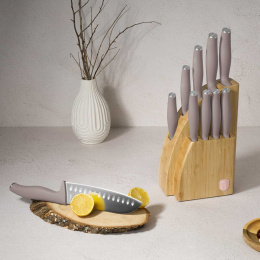 ZESTAW NOŻY BERLINGER HAUS BH-3122 TAUPE W BLOKU BAMBUSOWYM