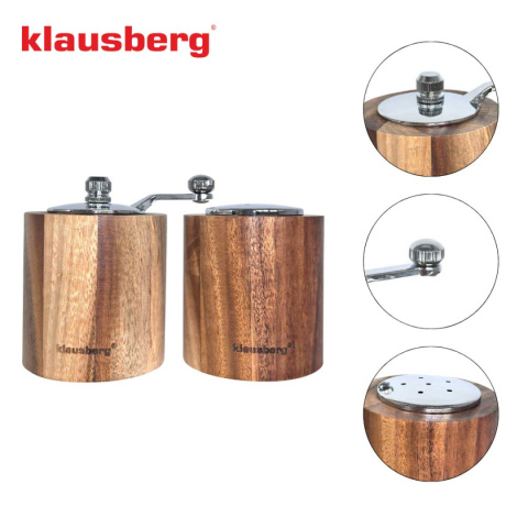AKACJOWY MŁYNEK DO PIEPRZU + SOLNICZKA KLAUSBERG KB-7859