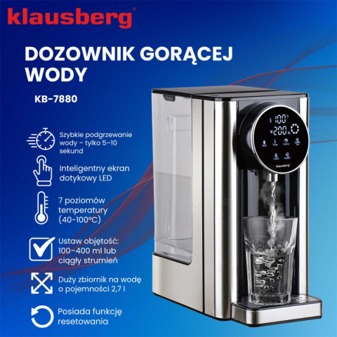 DYSPENSER DOZOWNIK GORĄCEJ WODY 2,7L KLAUSBERG KB-7880