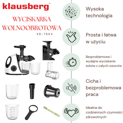 SOKOWIRÓWKA WYCISKARKA WOLNOOBROTOWA KLAUSBERG KB-7864