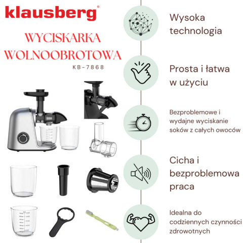 SOKOWIRÓWKA WYCISKARKA WOLNOOBROTOWA KLAUSBERG KB-7868