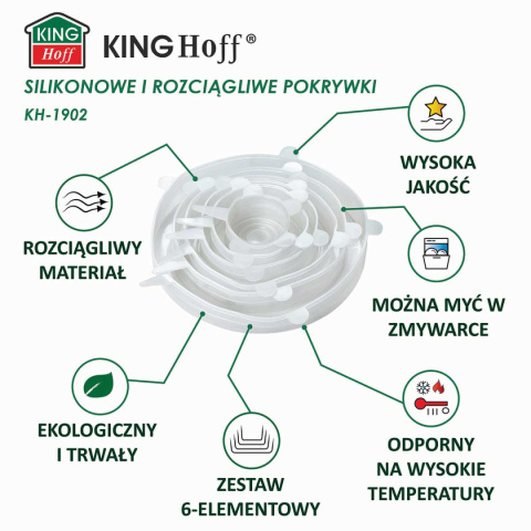 ZESTAW 6 szt. UNIWERSALNYCH POKRYWEK SILIKONOWYCH