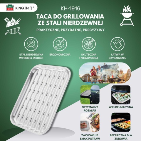 STALOWA TACA 34x24,5cm DO GRILLA GRILLOWANIA KINGHOFF KH-1916