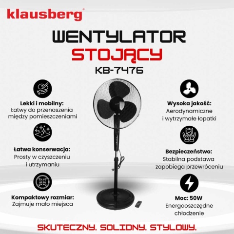 WENTYLATOR WIATRAK STOJĄCY PODŁOGOWY KLAUSBERG KB-7472