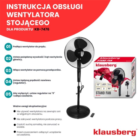 WENTYLATOR WIATRAK STOJĄCY PODŁOGOWY KLAUSBERG KB-7472