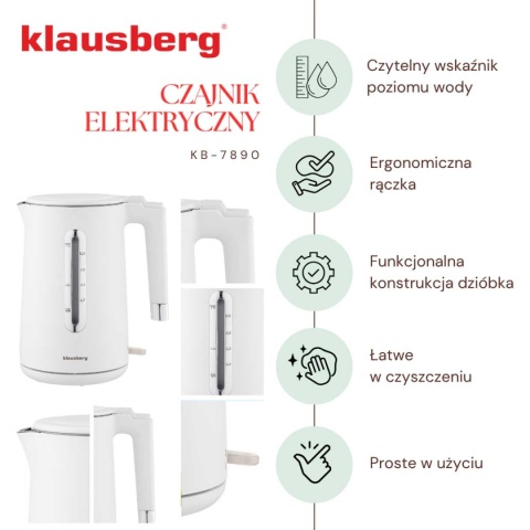 CZAJNIK ELEKTRYCZNY 1,7L KLAUSBERG KB-7890 BIAŁY