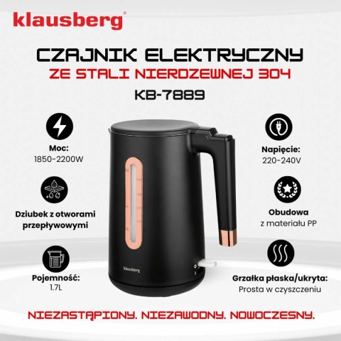 CZAJNIK ELEKTRYCZNY 1,7L KLAUSBERG KB-7889 ROSE GOLD