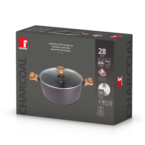 GARNEK MULTICLAD 28cm Z POKRYWĄ BERGNER BG-56038 CHARCOAL