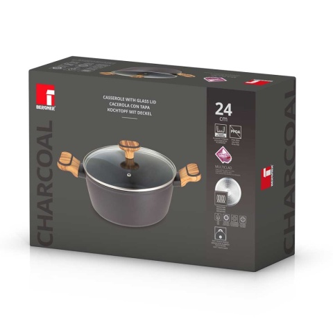 GARNEK MULTICLAD 24cm Z POKRYWĄ BERGNER BG-56037 CHARCOAL