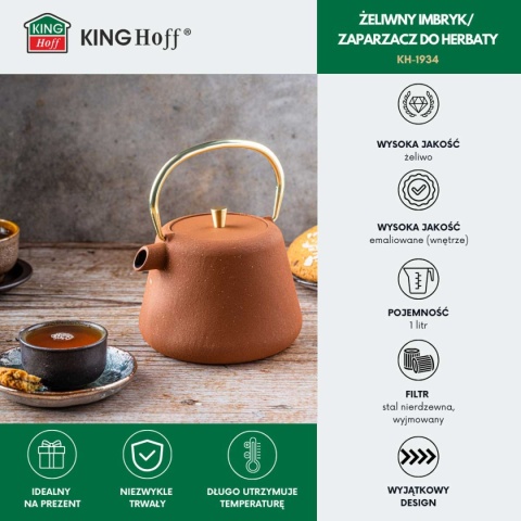 ZAPARZACZ ŻELIWNY IMBRYK 1L Z FILTREM KINGHOFF KH-1933