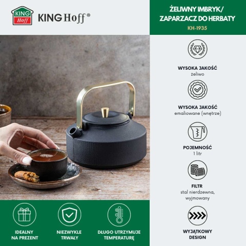 ZAPARZACZ ŻELIWNY IMBRYK 1L Z FILTREM KINGHOFF KH-1935