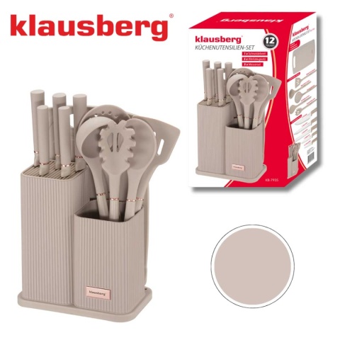 ZESTAW NOŻY I PRZYBORÓW KUCHENNYCH Z DESKĄ W STOJAKU KLAUSBERG KB-7935