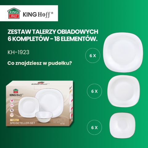 KOMPLET OBIADOWY TOPAZ DLA 6 OSÓB 18 ELEM. KINGHOFF KH-1923