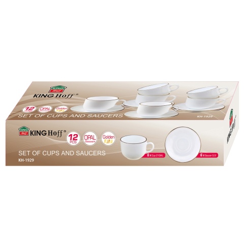 ZESTAW KAWOWY 6 FILIŻANEK ZE SPODECZKAMI KINGHOFF OPAL KH-1929