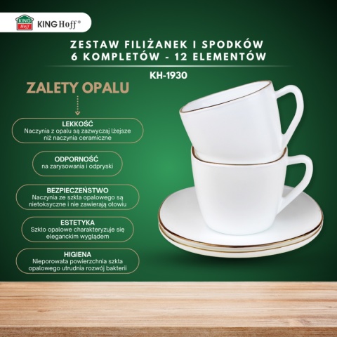 ZESTAW KAWOWY 6 FILIŻANEK ZE SPODECZKAMI KINGHOFF OPAL KH-1930