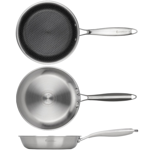 PATELNIA STALOWA 22cm Z POWŁOKĄ PLASTER MIODU E-7546