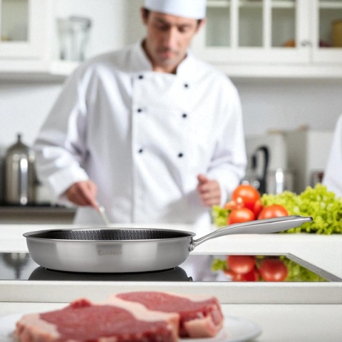 PATELNIA STALOWA 30cm Z POWŁOKĄ PLASTER MIODU E-7550