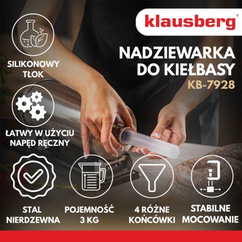 RĘCZNA NADZIEWARKA DO KIEŁBASY 3kg KLAUSBERG KB-7928