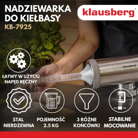 RĘCZNA NADZIEWARKA DO KIEŁBASY 2,5kg KLAUSBERG KB-7925