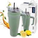 STALOWY KUBEK TERMICZNY TERMOS 1200ml Z RĄCZKĄ I SŁOMKĄ ORION 112282 MIĘTOWY