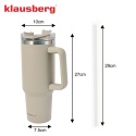 STALOWY KUBEK TERMICZNY TERMOS 1100ml Z RĄCZKĄ I SŁOMKĄ KLAUSBERG KB-7944