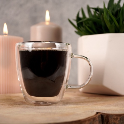 SZKLANKA TERMICZNA 180ml Z PODWÓJNĄ SCIANKĄ DO KAWY