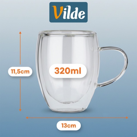 SZKLANKI TERMICZNE 2szt. 320ml Z PODWÓJNĄ SCIANKĄ DO KAWY HERBATY 139821