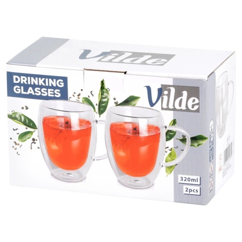 SZKLANKI TERMICZNE 2szt. 320ml Z PODWÓJNĄ SCIANKĄ DO KAWY HERBATY 139821