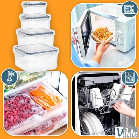 ZESTAW 4 POJEMNIKÓW NA ŻYWNOŚĆ Z POKRYWAMI I USZCZELKAMI 229243