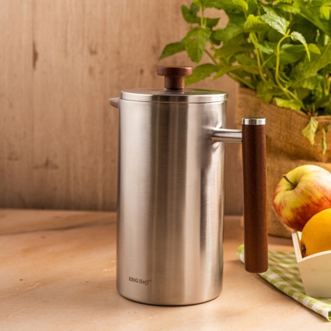 STALOWY ZAPARZACZ TŁOKOWY DO KAWY HERBATY 1L KINGHOFF KH-1995