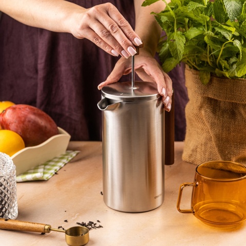 STALOWY ZAPARZACZ TŁOKOWY DO KAWY HERBATY 1L KINGHOFF KH-1995