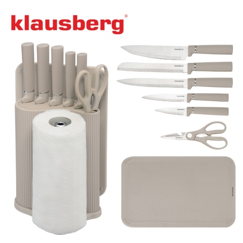 ZESTAW NOŻY W STOJAKU Z DESKĄ I CHWYTEM NA RĘCZNIK KLAUSBERG KB-7978