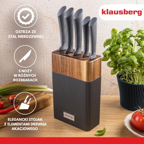 ZESTAW NOŻY W BLOKU AKACJOWYM KLAUSBERG KB-7979