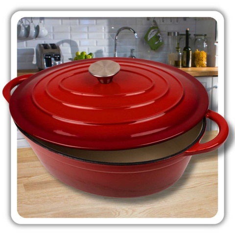 EMALIOWANA BRYTFANNA ŻELIWNA GĘSIARKA 6L HAGE CZERWONA