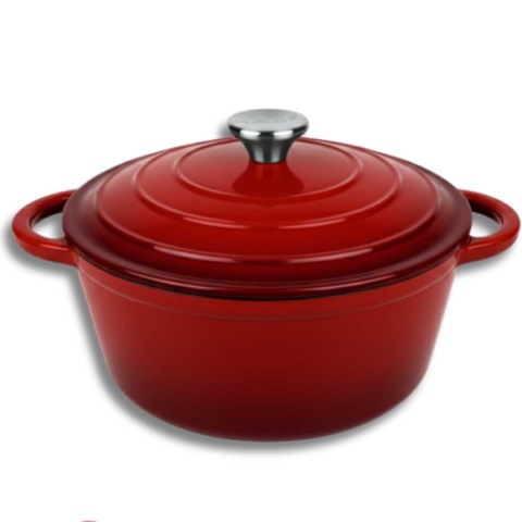 EMALIOWANY GARNEK ŻELIWNY 24cm 4L HAGE CZERWONY