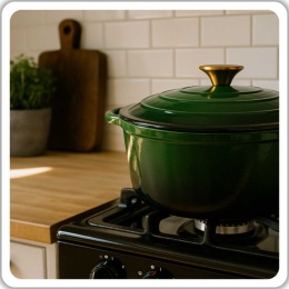 EMALIOWANY GARNEK ŻELIWNY 24cm 4L HAGE CZERWONY