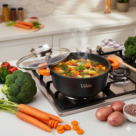 GARNEK GRANITOWY 2,1L 20cm Z POKRYWĄ Z AROMATYZEREM TERRUNA 199104