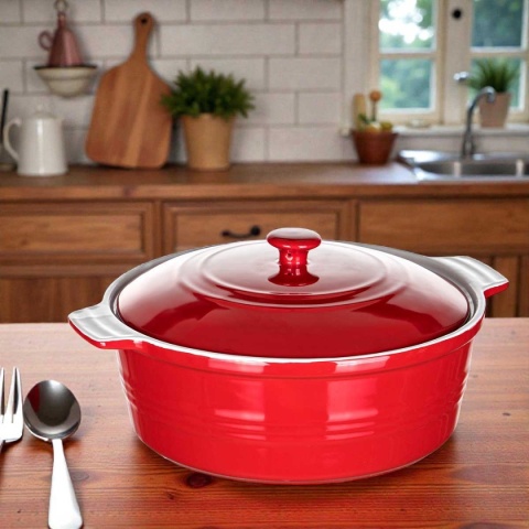 NACZYNIE CERAMICZNE GARNEK Z POKRYWĄ DO ZAPIEKANIA 26 cm 3L BANQUET CULINARIA