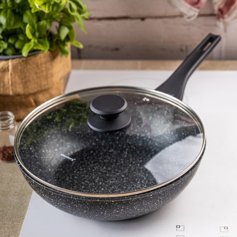 PATELNIA MARMURKOWA GŁĘBOKA WOK 28cm Z POKRYWĄ KLAUSBERG 28cm KB-7990